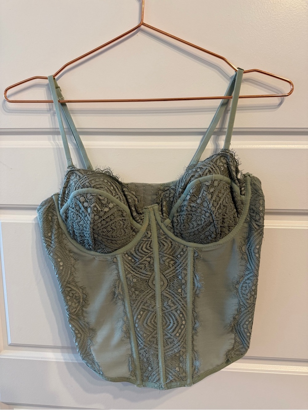 Garage Sage Green Lace Bustier Corset Top